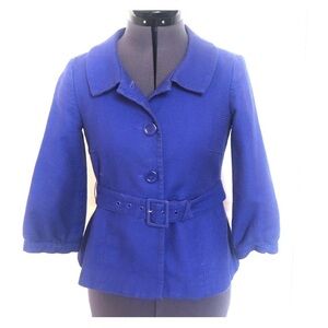 H&M Purple Belted 3/4 Sleeve Textured 3 Button Peplum Jacket, Size 4 🔴